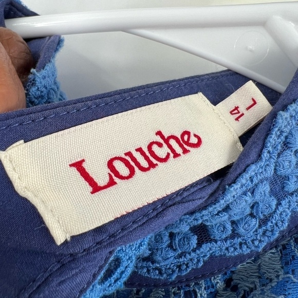 Louche blue open back lace overlay dress size 14 - Picture 9 of 11